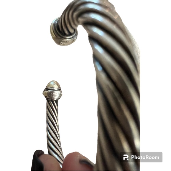 Authentic David Yurman cable classic bangle silver w/ 14K yellow gold 7mm - Picture 6 of 6